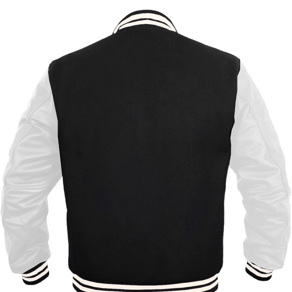 Men's Varsity Jacket Genuine Leather Sleeve and Wool Blend Letterman jacketet - Picture 3 of 5